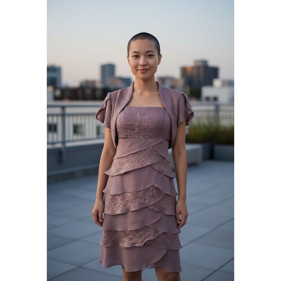 VTG S. L. Fashions Dress 8P 2 Piece Fairy Isle Layered Ruffled Whimsical - Picture 5 of 12